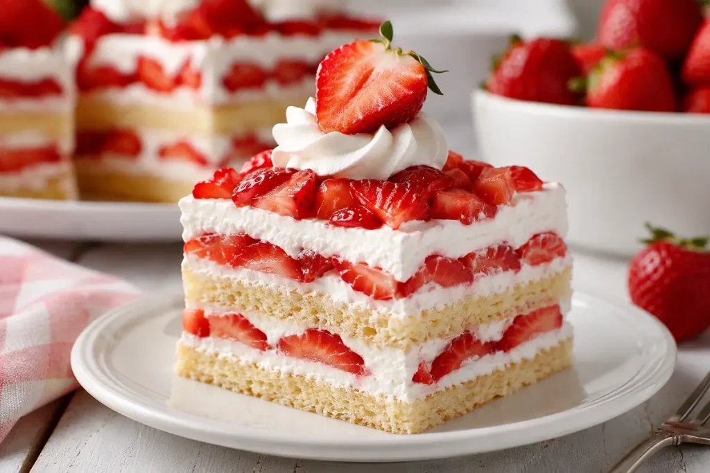 strawberry shortcake layered slice